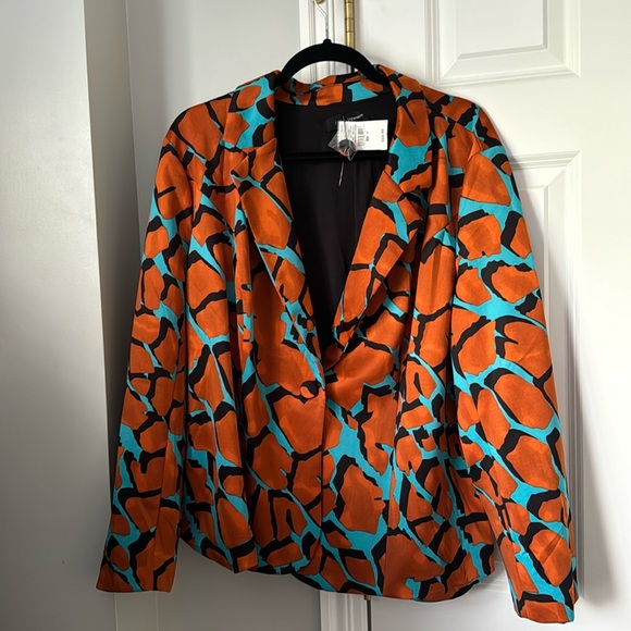 Ashley Stewart Animal Colorblock Knit Blazer Size 18 - Picture 2 of 8
